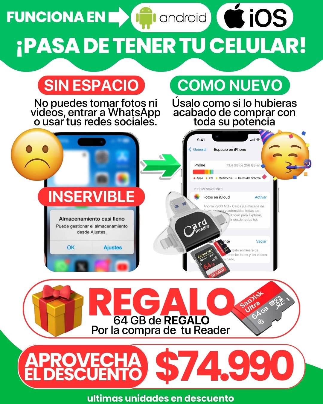 LectorSD - EXTENSION DE MEMORIA CELULAR